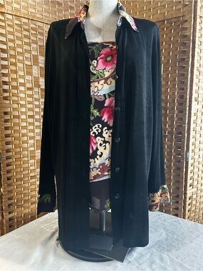 Vikki Vi 2 Piece Plus Size 1X Floral Silk Blend Tank & Jacket Set